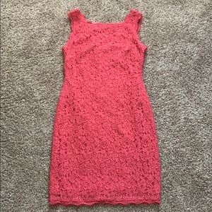 Coral lace dress